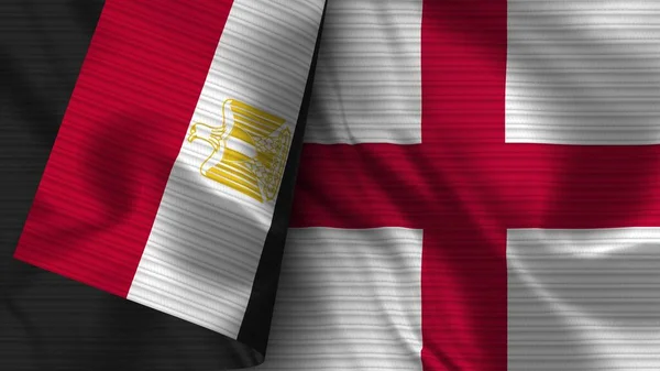 Engeland Egypte Realistische Vlag Stof Textuur Illustratie — Stockfoto