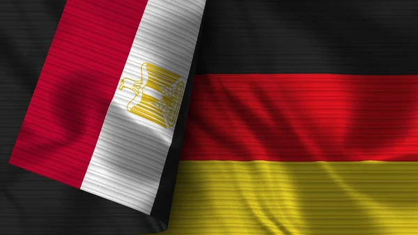 Germania Egitto Bandiera Realistica Tessuto Texture Illustrazione — Foto Stock