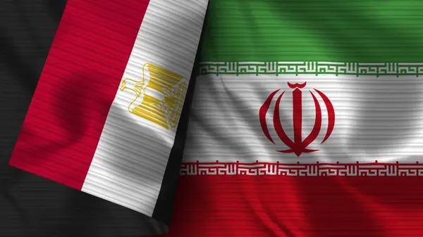 Iran Egitto Realistico Bandiera Tessuto Texture Illustrazione — Foto Stock
