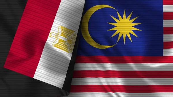 Malaysia Egypt Realistic Flag Fabric Texture Illustration — 스톡 사진