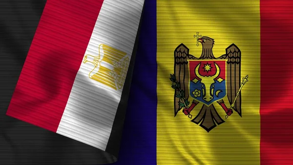 Moldavie Égypte Texture Réaliste Drapeau Illustration — Photo