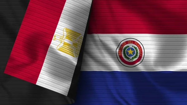 Paraguay Egipto Tela Bandera Realista Textura Ilustración — Foto de Stock