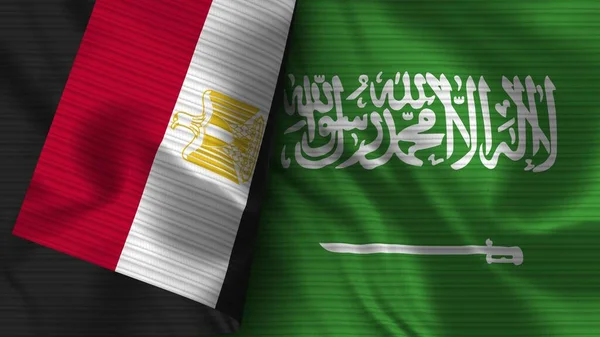 Saudi Arabien Und Ägypten Realistische Flaggen Textur Illustration — Stockfoto