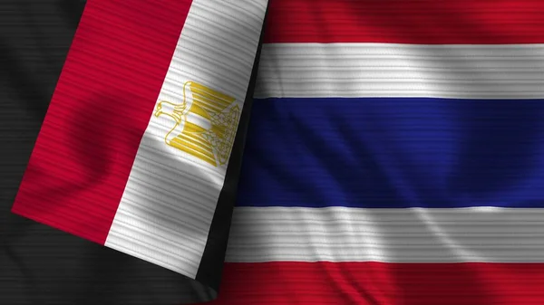 Thailandia Egitto Bandiera Realistica Tessuto Texture Illustrazione — Foto Stock