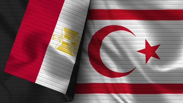 Turkish Republic Northern Cyprus Egypt Realistic Flag Fabric Texture Illustration — Stock Photo, Image