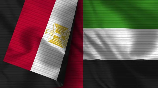 Vereinigte Arabische Emirate Und Ägypten Realistische Flagge Textur Illustration — Stockfoto