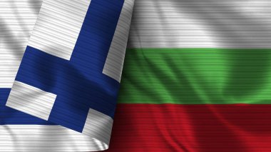 Bulgaristan ve Finlandiya Gerçekçi Bayrak Kumaşı Dokusu 3B Görüntü