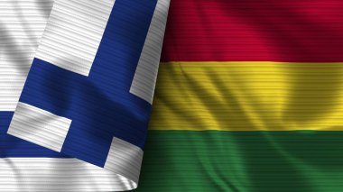 Bolivya ve Finlandiya Gerçekçi Bayrak Kumaşı Dokusu 3B Görüntü