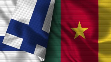 Kamerun ve Finlandiya Gerçekçi Bayrak Kumaşı Dokusu 3D Görüntü