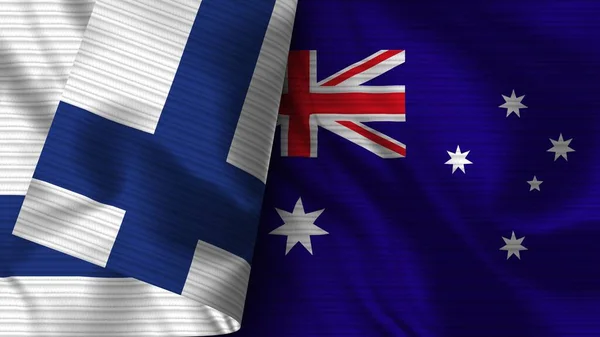 Australia Finlandia Tela Bandera Realista Textura Ilustración —  Fotos de Stock