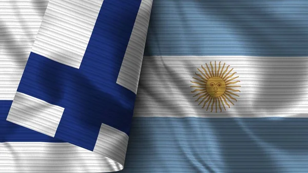 Argentinien Und Finnland Realistische Flagge Textur Illustration — Stockfoto