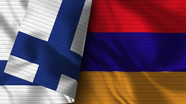 Вірменія Фінляндія Realist Flag Fabric Texture Illustration — стокове фото