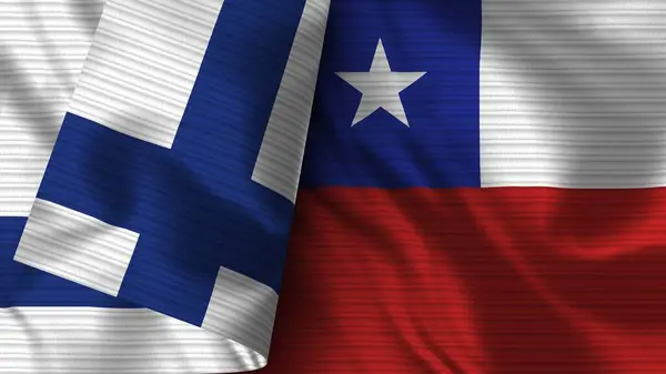 Chile Finlandia Tela Bandera Realista Textura Ilustración —  Fotos de Stock