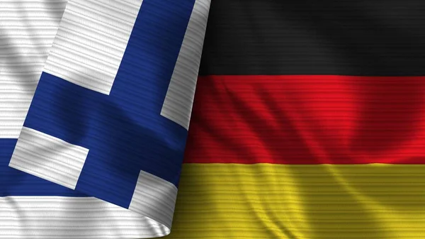 Alemania Finlandia Tela Bandera Realista Textura Ilustración —  Fotos de Stock