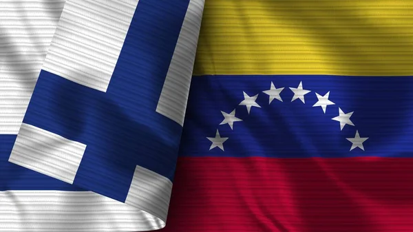 Venezuela Finlandia Tela Bandera Realista Textura Ilustración — Foto de Stock