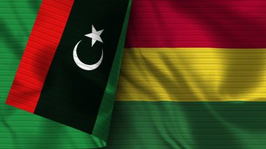 Bolivya ve Libya Gerçekçi Bayrak Kumaşı Dokusu 3B Görüntü