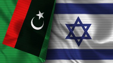 İsrail ve Libya Gerçekçi Bayrak Kumaşı Dokusu 3B Görüntü