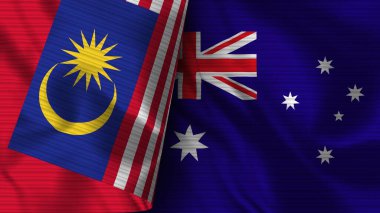 Avusturalya ve Malezya Gerçekçi Bayrak Kumaşı Dokusu 3D Görüntü