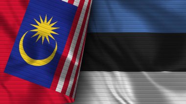 Estonya ve Malezya Gerçekçi Bayrak Kumaşı Dokusu 3B Görüntü