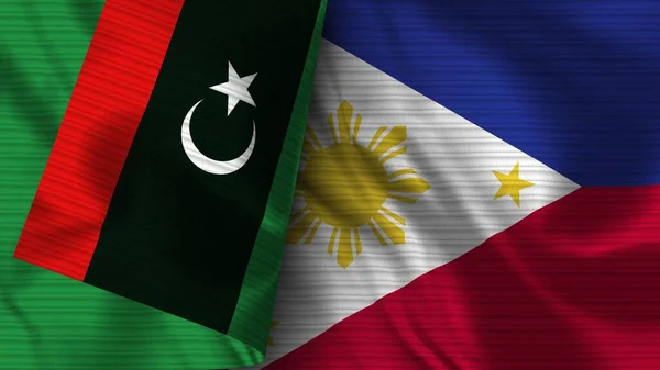 Philippines Libya Realist Flag Fabric Texture Illustration — стокове фото