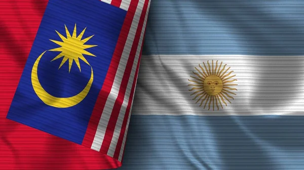 Argentinië Maleisië Realistische Vlag Stof Textuur Illustratie — Stockfoto