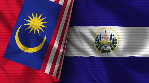 Salvador Malaysia Realistic Flag Fabric Texture Illustration — 스톡 사진