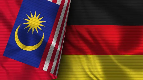 Germany Malaysia Realistic Flag Fabric Texture Illustration — 스톡 사진