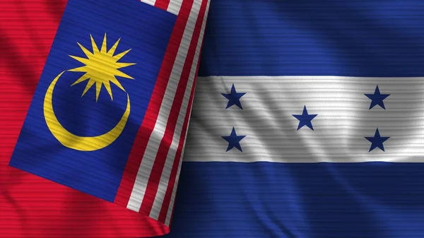 Honduras Malaysia Realistic Flag Fabric Texture Illustration — 스톡 사진