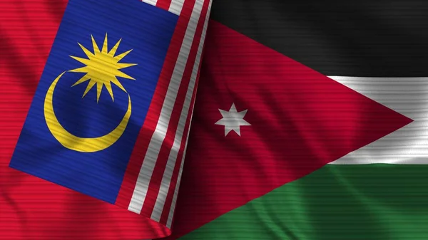 Jordan Malaysia Realistic Flag Fabric Texture Illustration — 스톡 사진