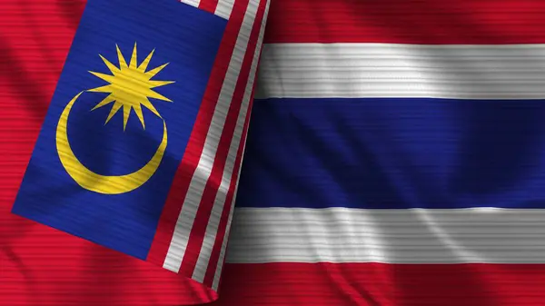 Thailand Malaysia Realistic Flag Fabric Texture Illustration — 스톡 사진
