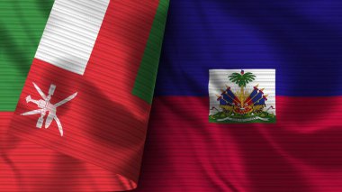 Yemen ve Umman Gerçekçi Bayrak Kumaşı Dokusu 3D Görüntü