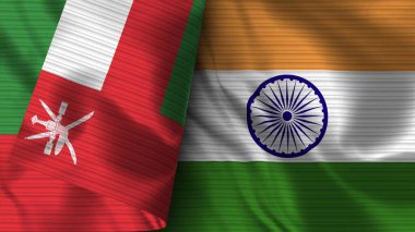 Yemen ve Umman Gerçekçi Bayrak Kumaşı Dokusu 3D Görüntü