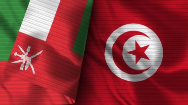 Yemen ve Umman Gerçekçi Bayrak Kumaşı Dokusu 3D Görüntü