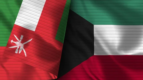 Yemen Oman Bandiera Realistica Tessuto Texture Illustrazione — Foto Stock