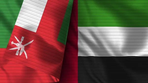 Yemen Omán Bandera Realista Textura Tela Ilustración —  Fotos de Stock