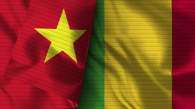 Mali ve Vietnam Gerçekçi Bayrak Kumaşı Dokusu 3D Görüntü