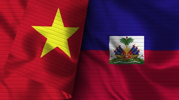 Αϊτή Και Βιετνάμ Ρεαλιστική Σημαία Ύφασμα Εικονογράφηση — Φωτογραφία Αρχείου