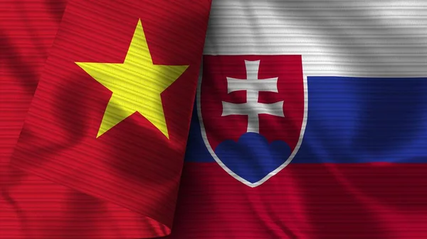 Slovakia Vietnam Realistic Flag Fabric Texture Illustration — Stock Photo, Image