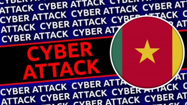 Siber Saldırı Başlıklı Kamerun Dairesel Bayrağı - 3B Görüntü