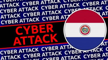Siber Saldırı Başlıklarına sahip Paraguay Dairesel Bayrağı - 3B Görüntü