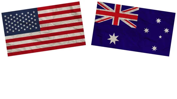 Australien Och Usa Flaggor Tillsammans Paper Texture Effect Illustration — Stockfoto