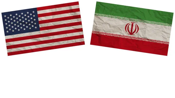 Iran United States America Flags Together Paper Texture Effect Illustration — стокове фото