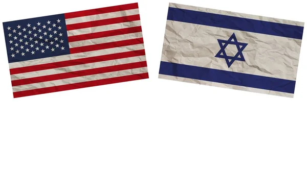 Israël Verenigde Staten Van Amerika Vlaggen Samen Paper Texture Effect — Stockfoto