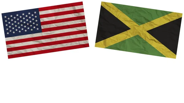 牙买加和美利坚合众国国旗一起纸制纹理效果说明 — 图库照片