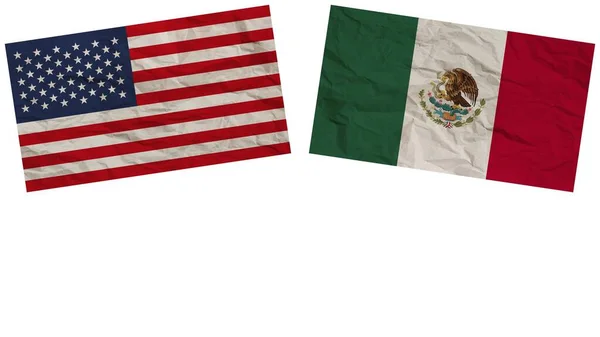 墨西哥和美利坚合众国国旗一起纸制纹理效果说明 — 图库照片