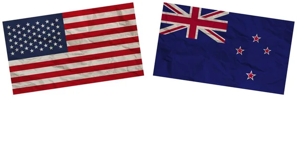 ニュージーランドとアメリカ合衆国の国旗が紙のテクスチャ効果をもたらすイラスト — ストック写真