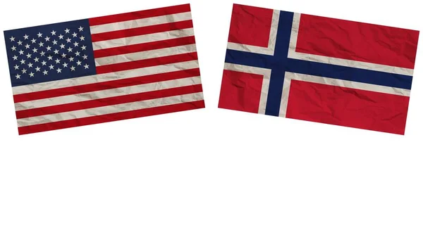 Norway United States America Flags Together Paper Texture Effect Illustration — Stock Photo, Image