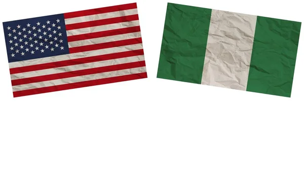 Nigeria Stati Uniti America Bandiere Insieme Carta Texture Effetto Illustrazione — Foto Stock