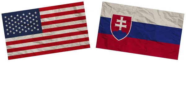 Slovakia United States Flags Together Paper Texture Effect Illustration — 스톡 사진