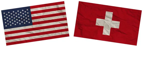 Švýcarsko Spojené Státy Americké Vlajky Společně Papírová Textura Efekt Ilustrace — Stock fotografie